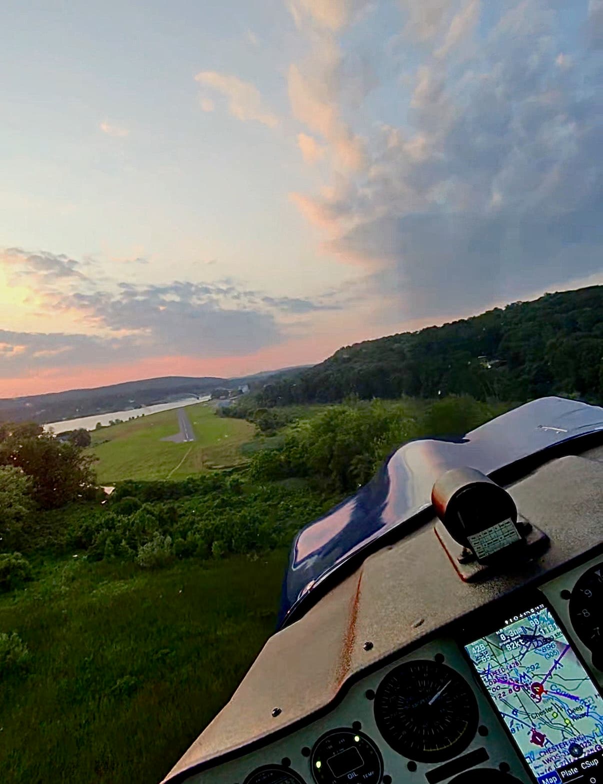 SR22 cockpit at sunset